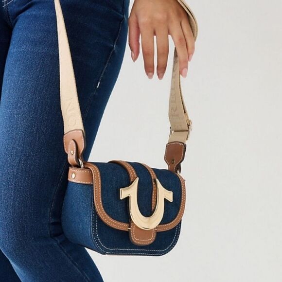NWT True Religion Crossbody Bag Mini Flap Adjustable bag with Horseshoe Logo - Picture 5 of 13